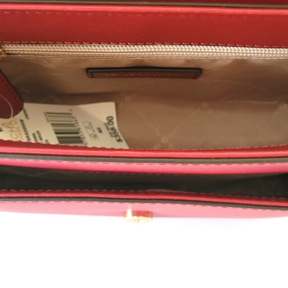 Michael Kors Bradshaw Medium Pocket Messenger Crossbody Handbag Cherry Leather - Picture 8 of 8
